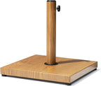 Patio Umbrella Base, 43lbs Outdoor Heavy Duty Square Concrete Stand, Fits 6-12ft Fringe Market Umbrella, Teak Brown