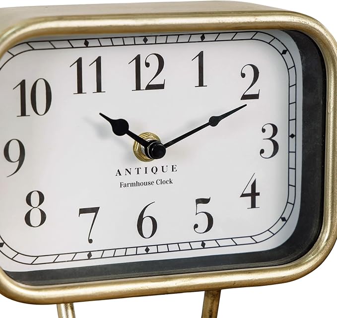 NIKKY HOME Vintage Table Top Clock, Cute Duck Paw Silent Shelf Desk Clock Battery Operated, Home Decor for Living Room, Mantel, Bedroom, Bedside - Gold