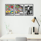 Novatique Street Graffiti Picture Wall Decor Banksy Canvas Wall Art Colorful Painting Pop Art Wall Decor for Living Room Bedroom,12" x 16" x 3Pcs