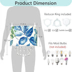 Blue Leaf Tropical Leaf Lamp Shade with Acrylic Bead Droplets, Drum Fabric Light Shade for Ceiling Pendant Table or Floor Lamps, Botanical Nature Home Decor, 11.8in