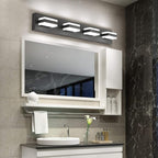 SOLFART Black Bathroom Light Fixtures 4 Lights Bathroom Vanity Light LED Vanity Lights Matt Black Vanity Lighting