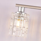 3 Light Silver Chrome Bathroom Vanity Light Over Mirror, Modern Vanity Lighting with Crystal Glass Shade, Wall Mount Bathroom Light Fixtures, E26 Base