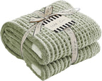 WRENSONGE Pineapple Stitch Throw Blanket, Sage Green Soft Cozy Fluffy Warm Hand Made Throw Blankets for Couch, Sofa, Chair, Bed, Camping, Picnic, Travel Lightweight Bed Blanket - 60"*80"
