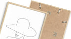 Elegant Woman in Hat Wall Art Minimalist Feminine Profile Continuous Line Drawing 11x14 Inch Oak Wood Beige Framed Chic Fashion Print for Vanity Bedroom