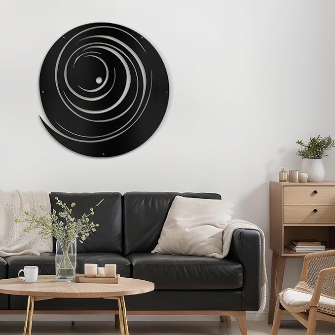 SIGNLEADER Metal Wall Art Decor Color Block Circles Minimalist Modern Abstract Wall Sculpture Hangings Home Decoration for Living Room, Bedroom, Bathroom, Kitchen, Outdoor - 36" Black