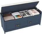 HOMEFORT 41.3" Shoe Bench with Lift Top Storage, Entryway Bench with Cushioned Seat, Wooden End of Bed Bench, Shoe Cabinet Bench with Hidden Storage Space, for Bedroom, Hallway,Blue