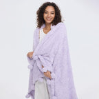HORIMOTE HOME Ultra Soft Cozy Sherpa Throw Blanket with Pompom Fringe, Light Weight Warm Decorative Boho Style Plush Throw Blanket Cover for Couch, Sofa, Bedroom,Travel, Outdoor, 50”x60”, Purple