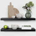 Homeforia Black Floating Shelves 30 inches Long, High End Solid Real Wood 30 inch Floating Shelf for Wall Mounted, Black Wooden 30in Floating Shelves, Heavy Duty Bracket, 30 X 6.5 X 1.75 in, Set of 3