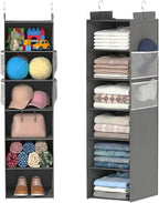 Extra Deep Hanging Closet Organizer with 6 Shelves and Oversized Mesh Pockets, Heavy-Duty Structure, No Deformation, Max Storage for Clothes, Shoes, Hats, Dorms and RVs, Grey,1-Pack