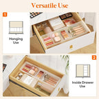 Lifewit 3 Pack Sliding Makeup Drawer Organizer Trays with Inserts, Extendable Hanging Desk Drawer Divider, 14-23" Long/1.8" High Plastic Organizer Tray in Vanity/Bathroom/Office/Kitchen, Translucent