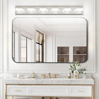 Ralbay 6-Light Brushed Nickel Bathroom Vanity Light Metal Acrylic Modern LED Bathroom Lighting Over Mirror