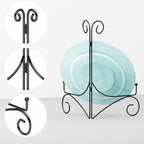 10 Inch Display Plate Stand with Folding Design, Metal Plate Holder for Tables, Picture Easel for Home Decoration, Photo Frame Stand, Black, 2-Pack