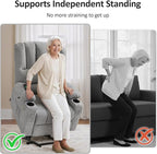 MCombo Large Power Lift Recliner Chair for Elderly, Lift Chair with Heat and Massage, 3 Positions, USB Charge Ports, Cup Holders, Fabric 7099 (Large, Grey)