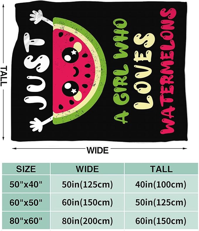Watermelon Blanket for Girls Women Just A Girl Who Loves Watermelon Throw Blanket Lightweight Fuzzy Cozy Plush Flannel Fleece Blankets for Bed Decor 40"x50"