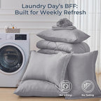 HEVUMYI Oversized Queen Comforter Set Light Grey - 7-Piece All Season Bed in a Bag Oversized Queen, Ultra Soft Bedding Set with Comforter, Flat Sheet, Fitted Sheet, Pillowcases, Pillow Shams