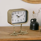 NIKKY HOME Vintage Table Top Clock, Cute Duck Paw Silent Shelf Desk Clock Battery Operated, Home Decor for Living Room, Mantel, Bedroom, Bedside - Gold