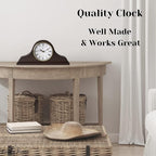 Mantel Clock Battery Operated - Wooden Mantle Clock - 15x7.5 - Silent, Made of Real Wood & Easy to Read - for Living Room Decor Above Fireplace Mantel, Office, Shelf, Table & Home Décor Gift