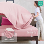 HEVUMYI Hot Pink & Baby Pink Cali-King Comforter Set - 7-Piece All Season Bed in a Bag Cali-King, Ultra Soft Bedding Set with Comforter, Flat Sheet, Fitted Sheet, Pillowcases, Pillow Shams