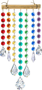 12inch Hanging Crystal Prism Suncatcher Window Garden Decoration Ornament for Christmas Tree Rainbow Glass Beads Chain Pendant Crystal Wind Chimes