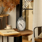 NIKKY HOME Vintage Table Clock, Silent Non-Ticking Battery Operated Desk Shelf Mantel Small Metal Clock for Living Room Decor - Retro Silver