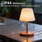 Waterproof Rechargeable Table Lamp - Portable Cordless Desk Lamp with 8 RGB Colors,4000mAh Outdoor Stepless Dimmable LED Night Light for Bedroom, Living Room,Camping Restaurant,Office (Wood Grain)