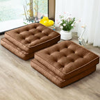 Floor Pillow Set of 4, Memory Foam Meditation Cushion, Floor Cushions for Adults Sitting, Large Square Seat Cushions for Yoga, Living Room, 20x20 Inch (Brown)