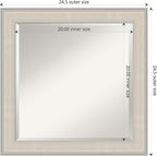 Amanti Art White Wall Mirror 24x24 Cottage White Silver Square Bathroom Mirror for Wall Decor Living Room, Medium Cottage Wood Frame, Hangs Horizonally and Vertically, Bathroom Decor, Beveled Edge