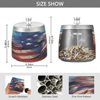 Painting Usa Flag Cool Eagle Ashtray with Lid, Outdoor Ashtrays for Patio, Stainless Steel Ashtray Odorless Smokeless for Home Office Balcony