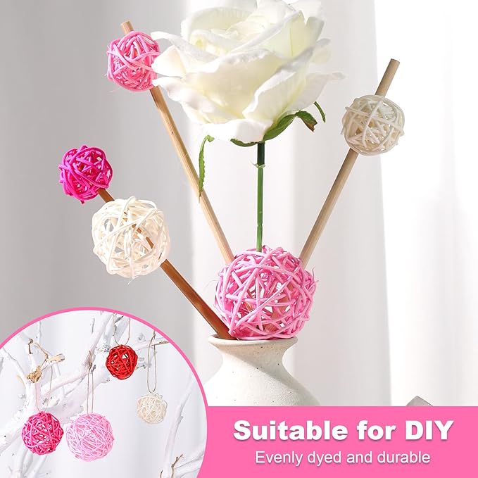 FUTUREPLUSX 42PCS Valentines Day Tiered Tray Bowl Fillers Decor, Assorted Pink Decorative Balls for Bowl Centerpiece Home Indoor Office Table Decor