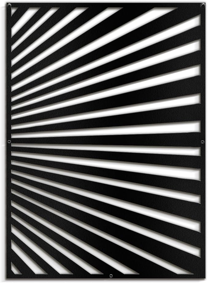 SIGNLEADER Metal Wall Art Decor Black Stripe Pattern Minimalist Modern Abstract Wall Sculpture Hangings Home Decoration for Living Room, Bedroom, Bathroom, Kitchen, Outdoor - 30" Black