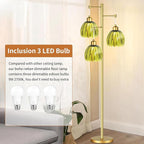 Vintage Floor Lamps for Living Room-3 Light Gold Floor Lamp with Three Bulbs & Glass Lampshape,Glass Mid Century Modern Standing Lamp Tree Tall Flower Floor Lamp for Bedroom Living Room,Corner
