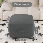 MeMoreCool Square Stuffed Pouf Ottoman Foot Rest, Floor Pouf Foot Stool with Foam Chunk Filling, Soft Stuffed Ottoman Footrest for Living Room, Dark Grey