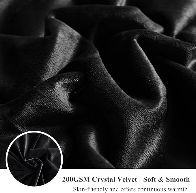 XeGe Plush Shaggy Duvet Cover Set, Luxury Ultra Soft Crystal Fluffy Bedding Sets 3 Pieces(1 Furry Faux Fur Comforter Cover + 2 Fuzzy Faux Fur Pillow Cases), Zipper Closure(Queen, Black)