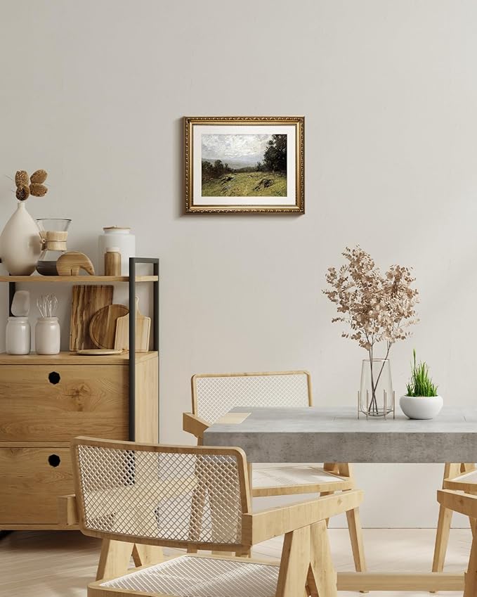 ARPEOTCY Vintage Gold Framed Wall Art Decor, 13x16 inch Hillside Country Landscape Paintings, Victorian Farmhouse Wall Decor for Living Room Bedroom, Canvas Prints Antique Pictures Frame