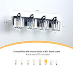 4-Light Black Bathroom Light Fixture Modern Vanity Lights Over Mirror Vintage Wall Sconce Lighting for Bathroom, Bedroom, Living Room, Hallway E26 Base with Crystal Bathroom Vanity Light