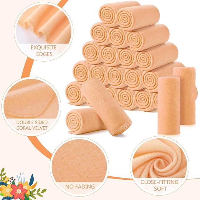 Shimeyao 24 Packs Fleece Throw Blanket Soft Warm Lightweight Fleece Blanket Cozy Throw Bulk for Home Bed Couch Sofa Office Wedding Gifts Suitable for Seasons, 50 x 60 Inches(Nude Pink)