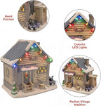 Black Bear Lodge Porcelain Christmas Village with LED Lights