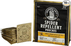Grandpa Gus's Natural Spider Repellent Pouches, Spider Deterrent with Peppermint and Lemongrass Oil, Indoor Pest Control for Closet, Basement, Cabin, Shed, RV & Garage, 8.8 oz Each (10 Pouches)