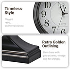 10-inch Vintage Mantel Desk Clock, Silent Desk Clock for Living Room Décor, Easy to Read Larege Retro Mantel Clocks for Fireplace and Shelf Decoration.(Black)
