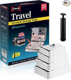 Travel Vacuum Bags for Luggage with Hand Pump,Vacuum Seal Bags for Clothing,Packing Cubes Compression,Cruise Ship and Travel Essentials(Combo 20 Pack)