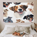 VUMIVI Cartoon Dog Tapestry Black & White Pet Dog Heads Cute Illustration Modern Creative Design Tapestry Wall Hanging for Living Room Bedroom Dorm Classroom Aesthetic Decor W60xL40in