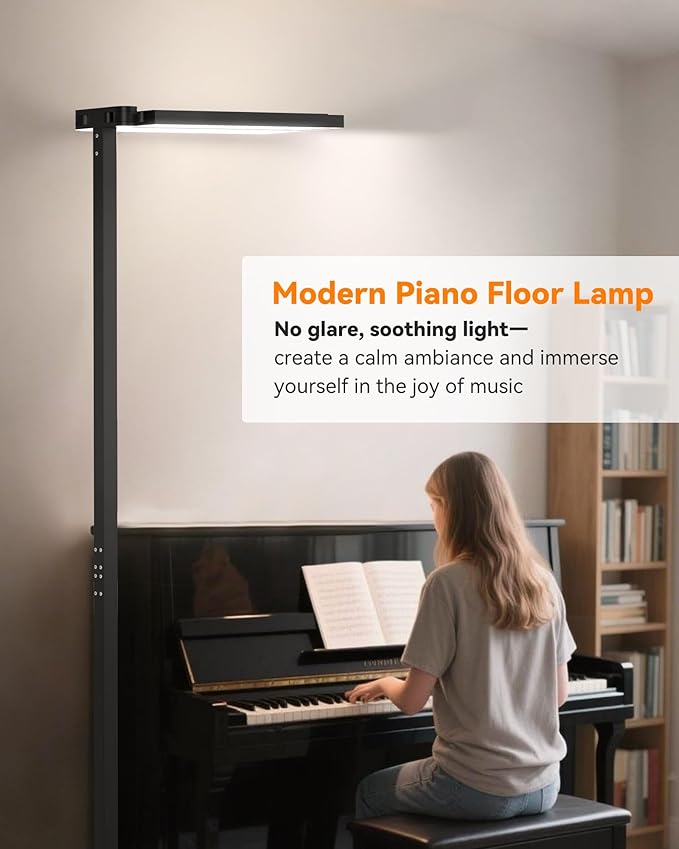 CHICLUX 80'' LED Floor Lamp, 120W Modern Free-Standing Lamp with 2 Adjustable Lamp Heads, Dimmable Eye Caring Floor Lamp for Living Room, Bedroom, Study Room, Office, 4000K Natural Daylight, Black