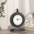 Vintage Table Clock, Desk and Shelf Mantel Clock, Antiques London Style Black Decor Clocks, for Farmhouse, Living Room, Bedroom, Bedside, Gift (8.8" H x 6.3" W)