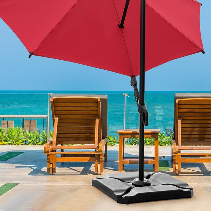 Abba Patio Umbrella Offset Base Stand 4PCS, Cantilever Umbrella, Light-Duty Square Stand, Sand Filled for Garden Law Backyard, Scratch-Resistant, 160lbs Capacity, Black