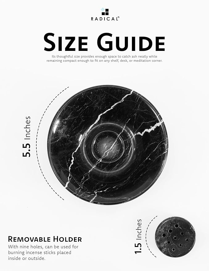 Radicaln Marble Incense Holder for Stick 5.5" Inches Black Handmade Incense Stick Holder for Living Room Décor, Ideal Incense Holder Marble Ashtray & Palo Santo Holder for Home Décor