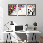 Novatique Colorful Graffiti Wall Decor Banksy Graffiti Wall Art Abstract Street Art Colorful Cool Posters Painting for Bedroom Bathroom,12" x 16" x 3Pcs