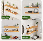 36" Acacia Chevron Floating Shelves Set of 2 - Wall Mounted Wooden Shelf for Stylish Home Décor - Natural Color - 36x6.7x1.5 Inches
