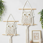 Cilkus Owl Macrame Wall Hanging – Handmade Boho Macrame Wall Decor, Macrame Wall Art Tapestry, Boho Wall Hanging Owl Decor for Bedroom, Living Room, Nursery – Beige (Beige-Large)