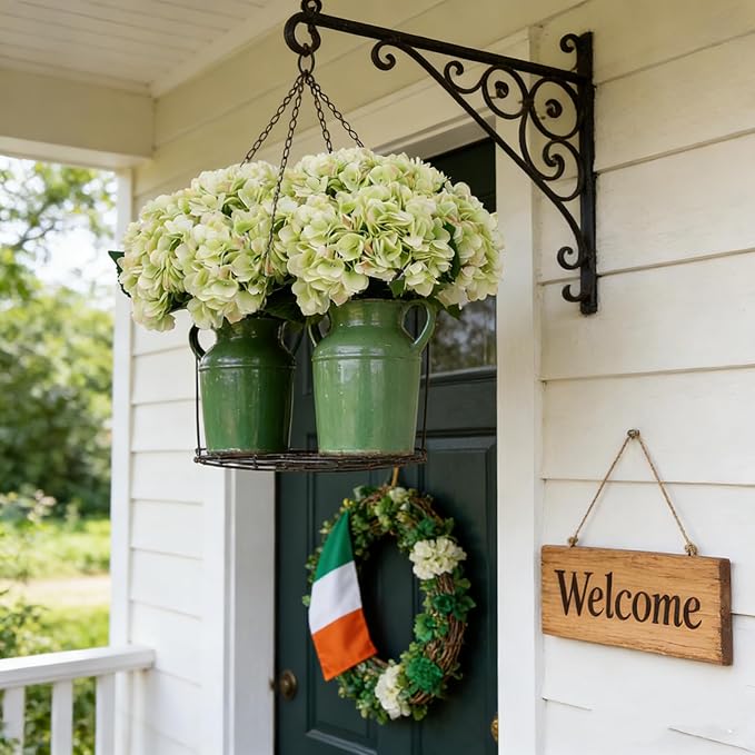 Kimura's Cabin 6pcs Green Silk Hydrangea Artificial Flowers Fake Hydrangeas with Stems Faux Hydrangea Bouquets for Wedding Arrangements Home Party Table Decoration (Lime Green)