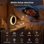 Sunrise Alarm Clock, White Noise Machine & Meteor Moonlight - 10 Soothing Sounds, Dual Alarms, 30/60/90min Timer, Easy Snooze - Bedroom Gift for Insomnia Adults/Women - Wood Grain